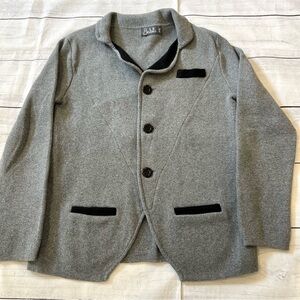 Belati Kids Gray Knit Blazer with Black Accents